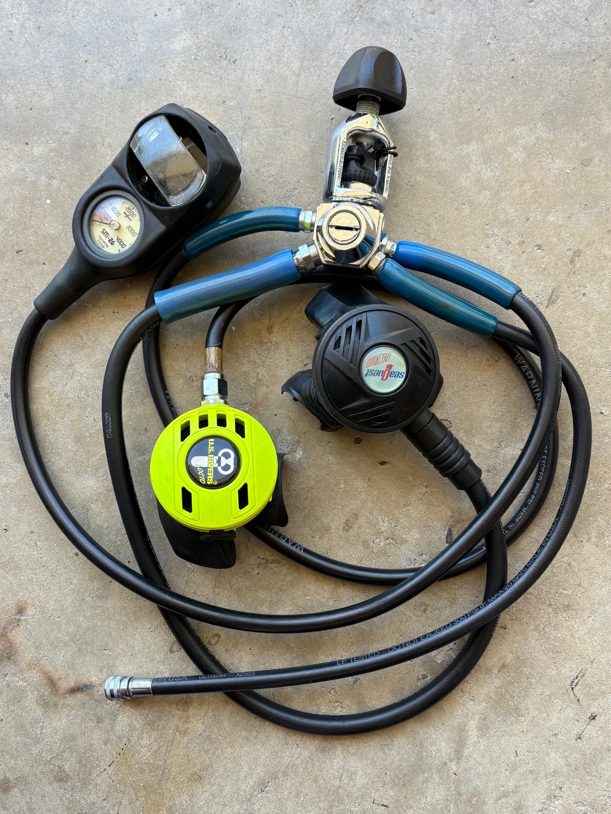 Scuba Regulator, SeaQuest 1st & 2nd, US Diver Octo, BC hose, case