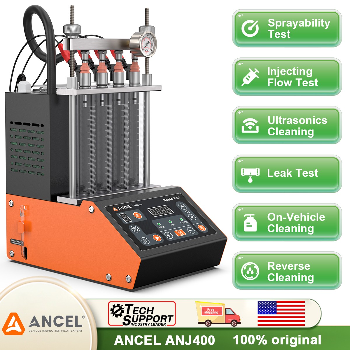 ANCEL ANJ400 New Upgrade Ultrasonic Fuel Injector Cleaner & Tester Machine
