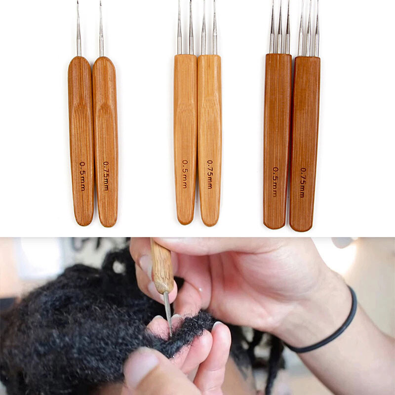 Bamboo Handle Crochet Dreadlock Hook Needle Braiding Hair Making Styling Tool J❥
