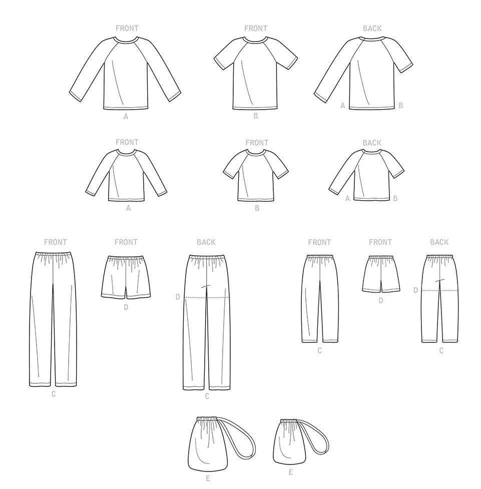 Simplicity 9128 EASY Men Boy Raglan Pullover Tops Pant Short Loungewear Pattern