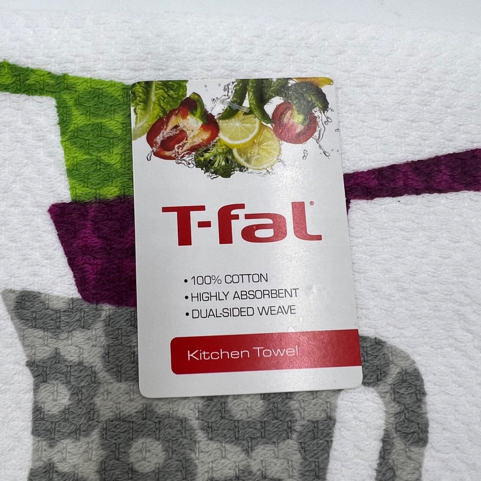 T-Fal White Pots and Pans Cotton Kitchen Towel 15” X 26” Absorbent Durable