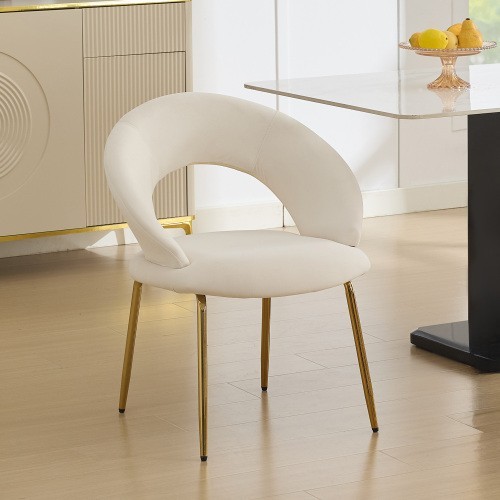 dining chair， Velvet fabric chair with golden legs is suitable for the kitchen