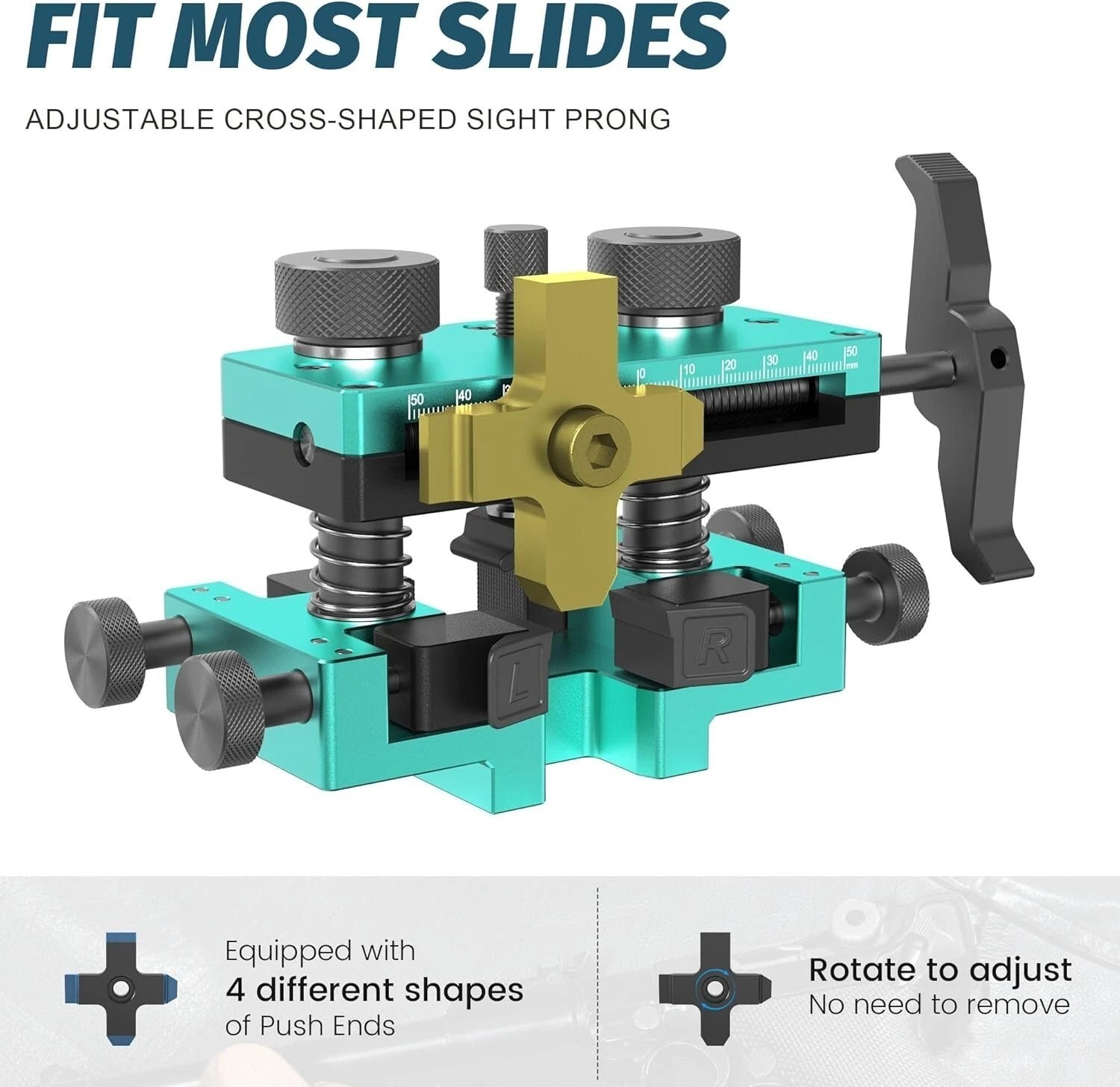 Pistol Sight Pusher Tool for Square Slides Front & Rear Sight Adjustment(Cyan)
