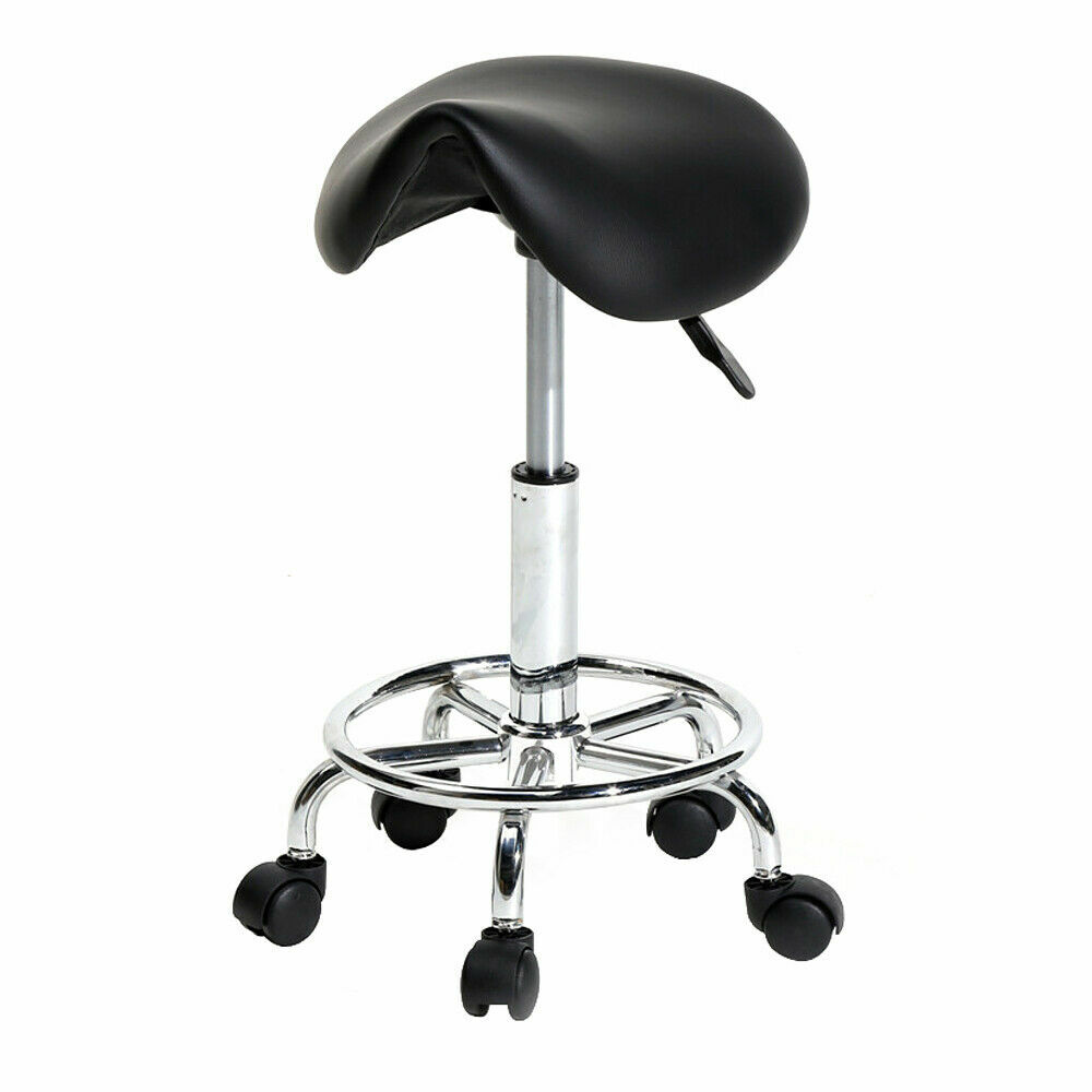 Adjustable Saddle Seat Chair Salon Stool Bar Shampoo Feet Rotation Chair