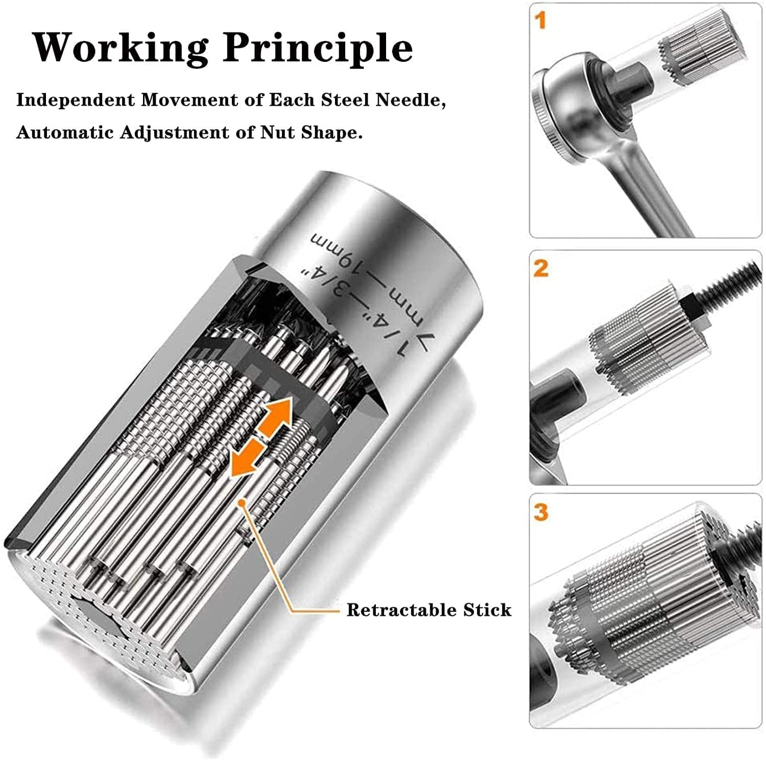 2 Pack Universal Adjustable Socket Wrench Set 7-19mm w/Drill Adapter