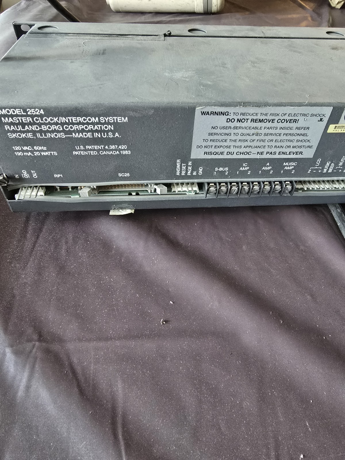 Rauland 2524 Master Clock Intercom Control System Bb4