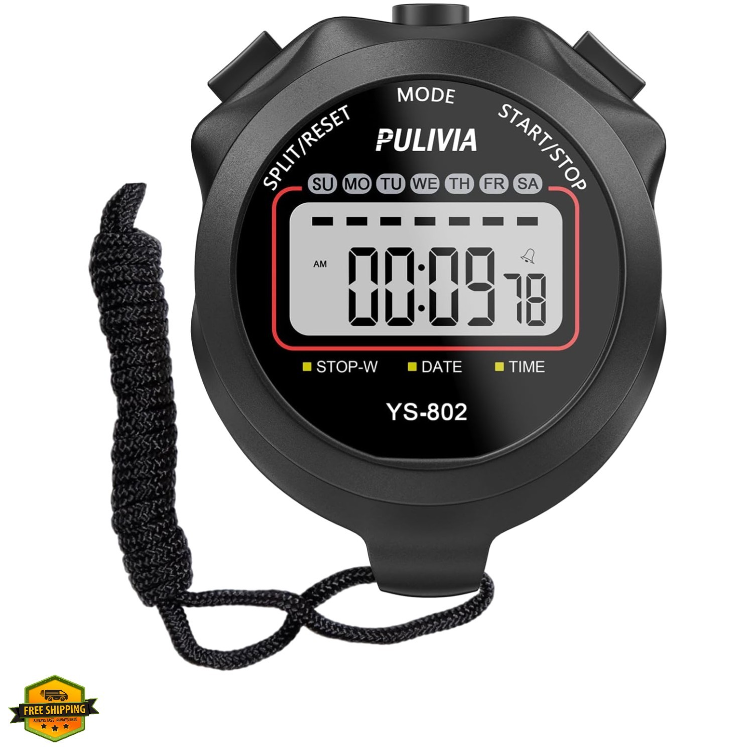 Sports Stopwatch Timer, Single Lap Split Digital Stop Watch for Sports Kids C...