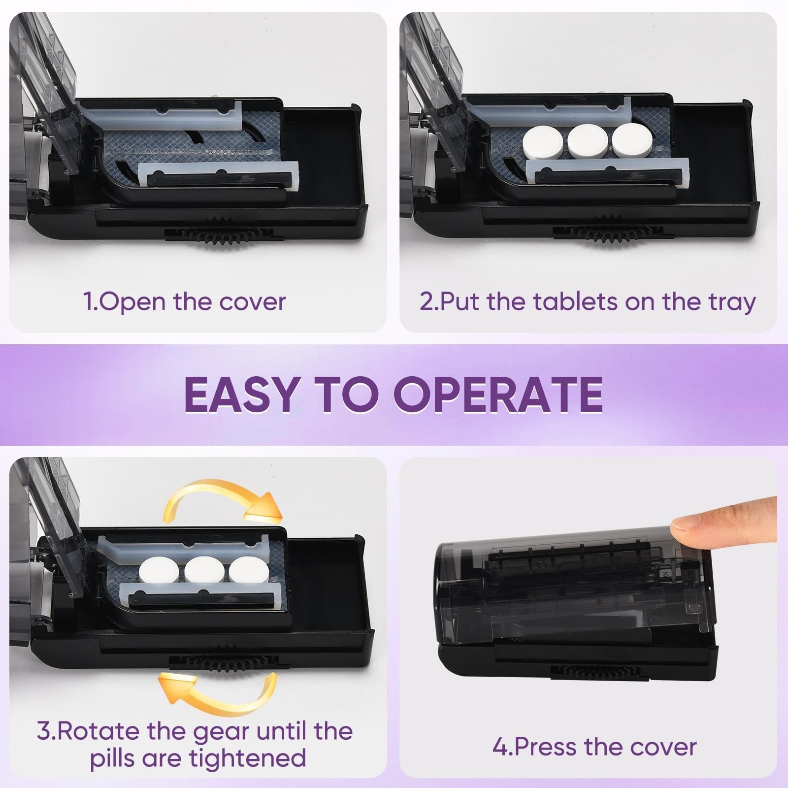 GIIYAA Multiple Pill Cutter for Small or Large Pills, Adjustable Black