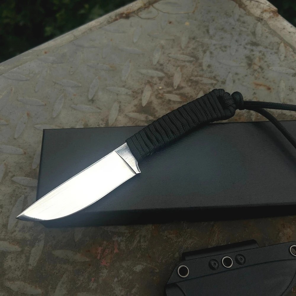 Small Bushcraft Fixed Blade Paracord Handle Knife Field Camping 440C Stainless