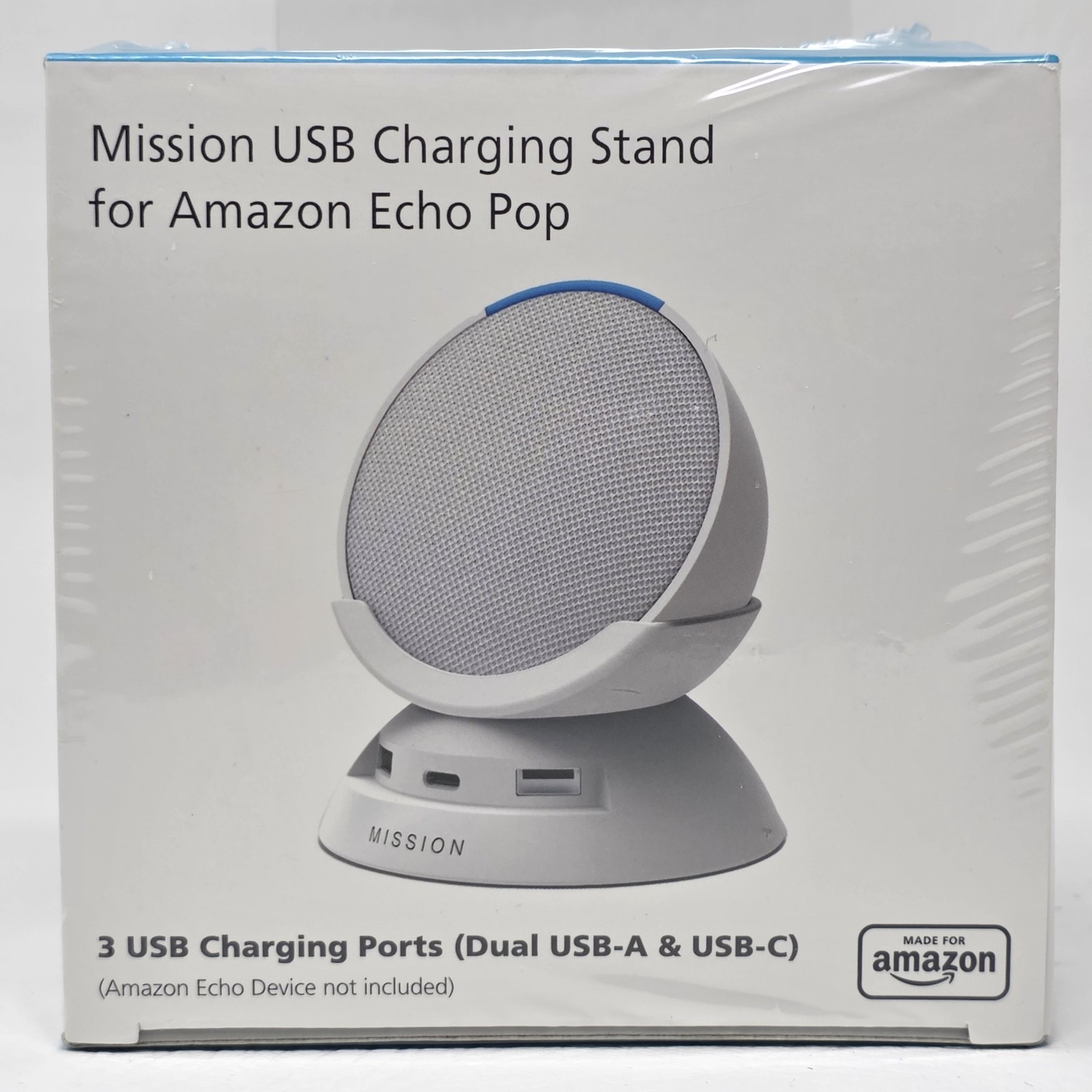 Made for Amazon Stand with USB-C and USB-A charging ports for Echo Pop New