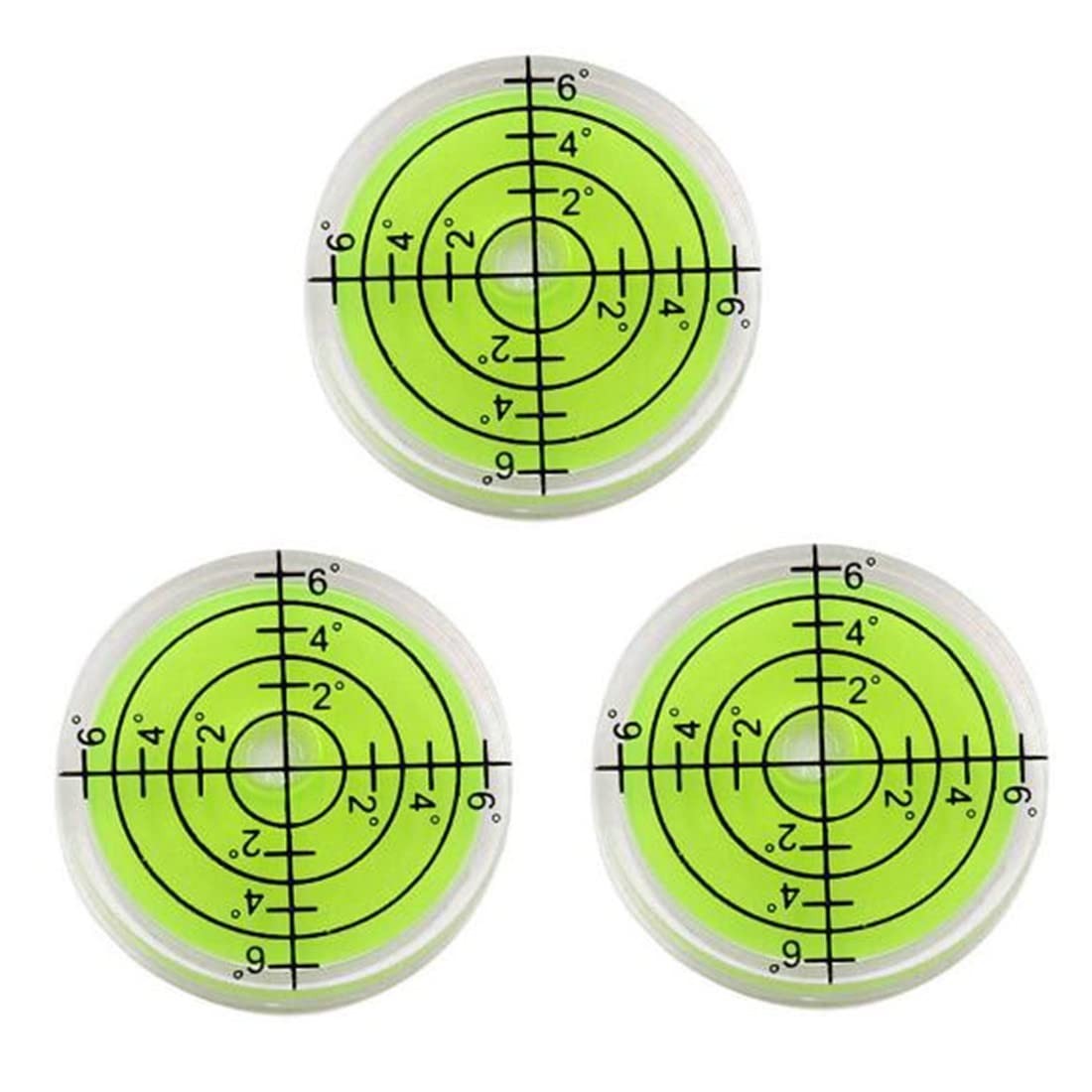 3Pcs Circular Bubble Level Bullseye Degree Marked 32x7mm, Set B, 32x7mm