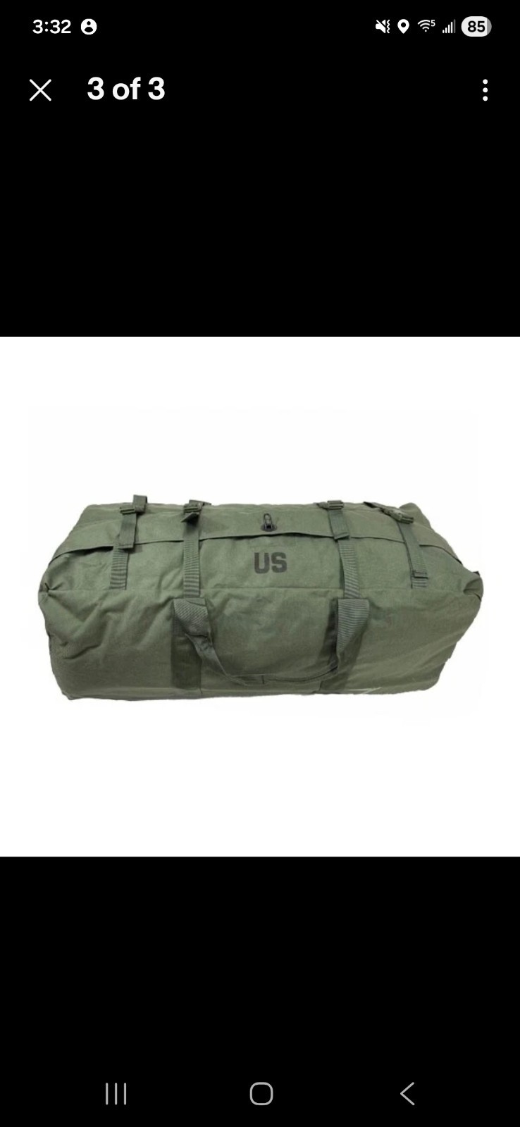 US Military Improved Duffel Duffle Travel Flight Sea Bag Green