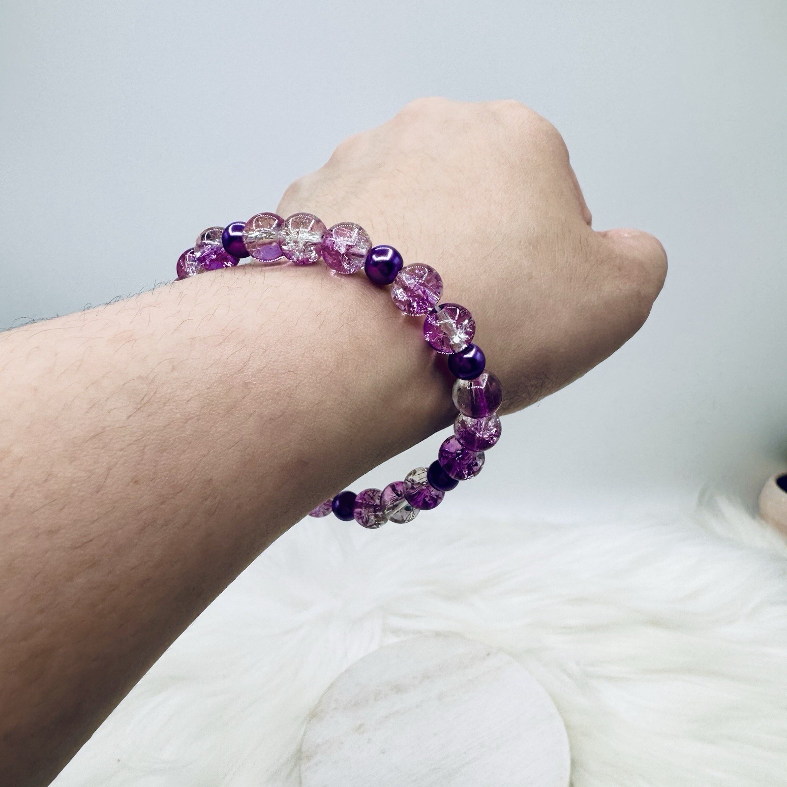 Gradient Glass Beaded Bracelet Style A Purple