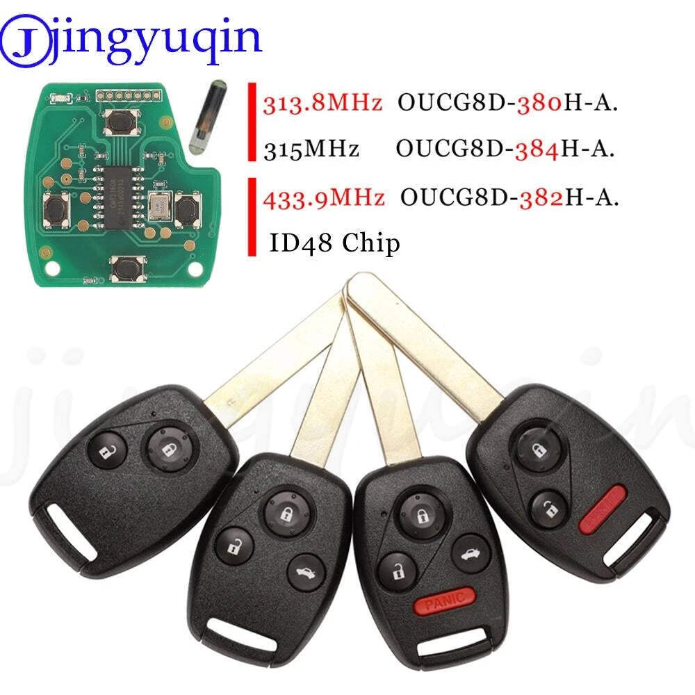 JYQ Remote 313.8/315/433MHz ID48 For Honda Accord CRV HRV Fit City Jazz Odyssey