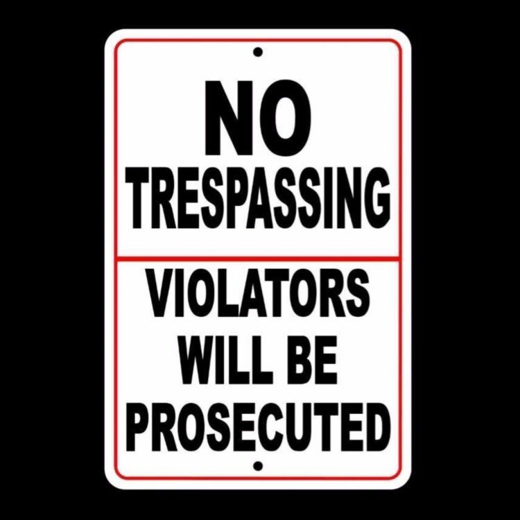 No Trespassing Violators Will Be Prosecuted Sign surveillance camera warn SNT003