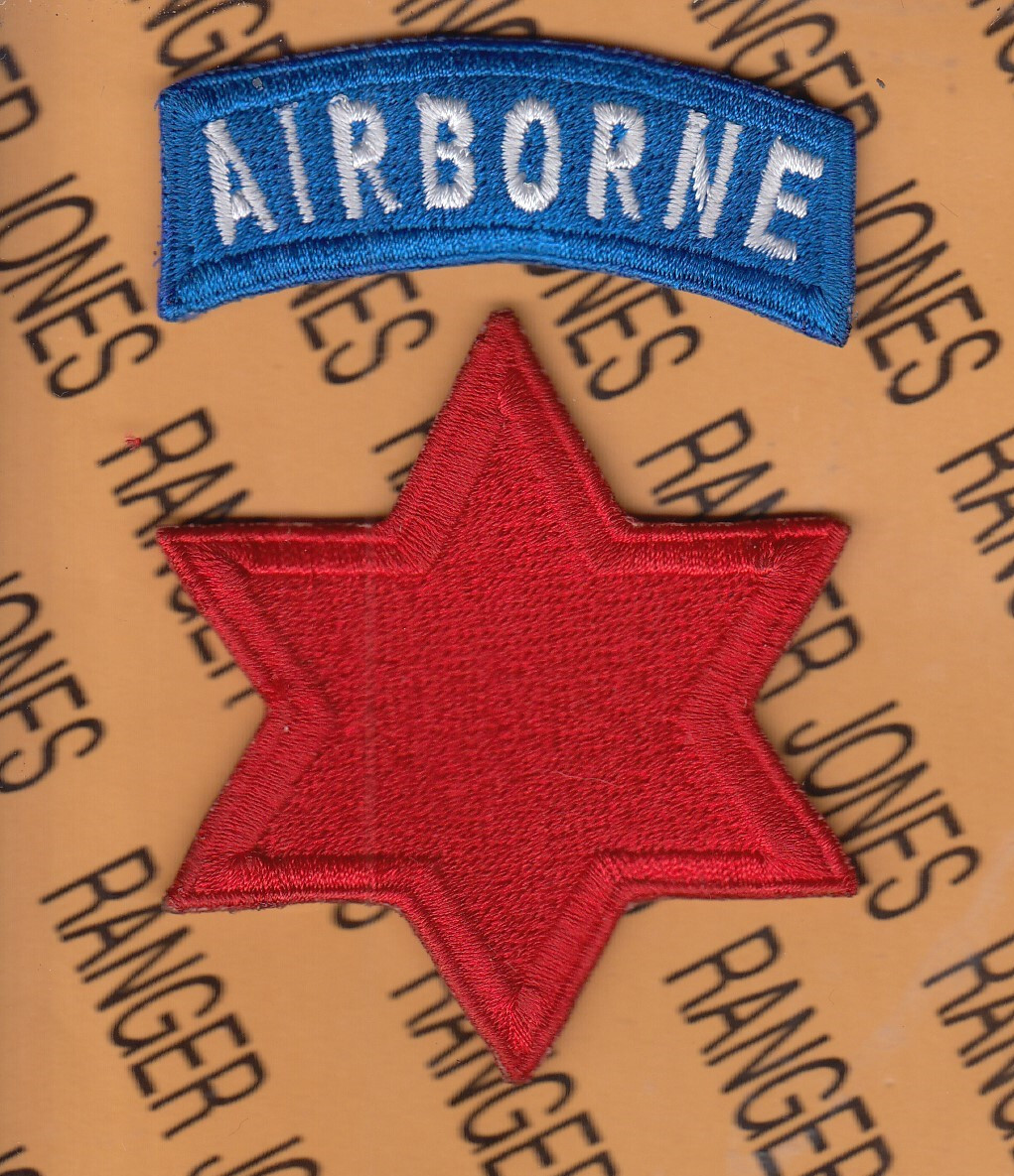 US Army 6th Infantry Division Airborne Arctic patch tab set ~3.25" c/e