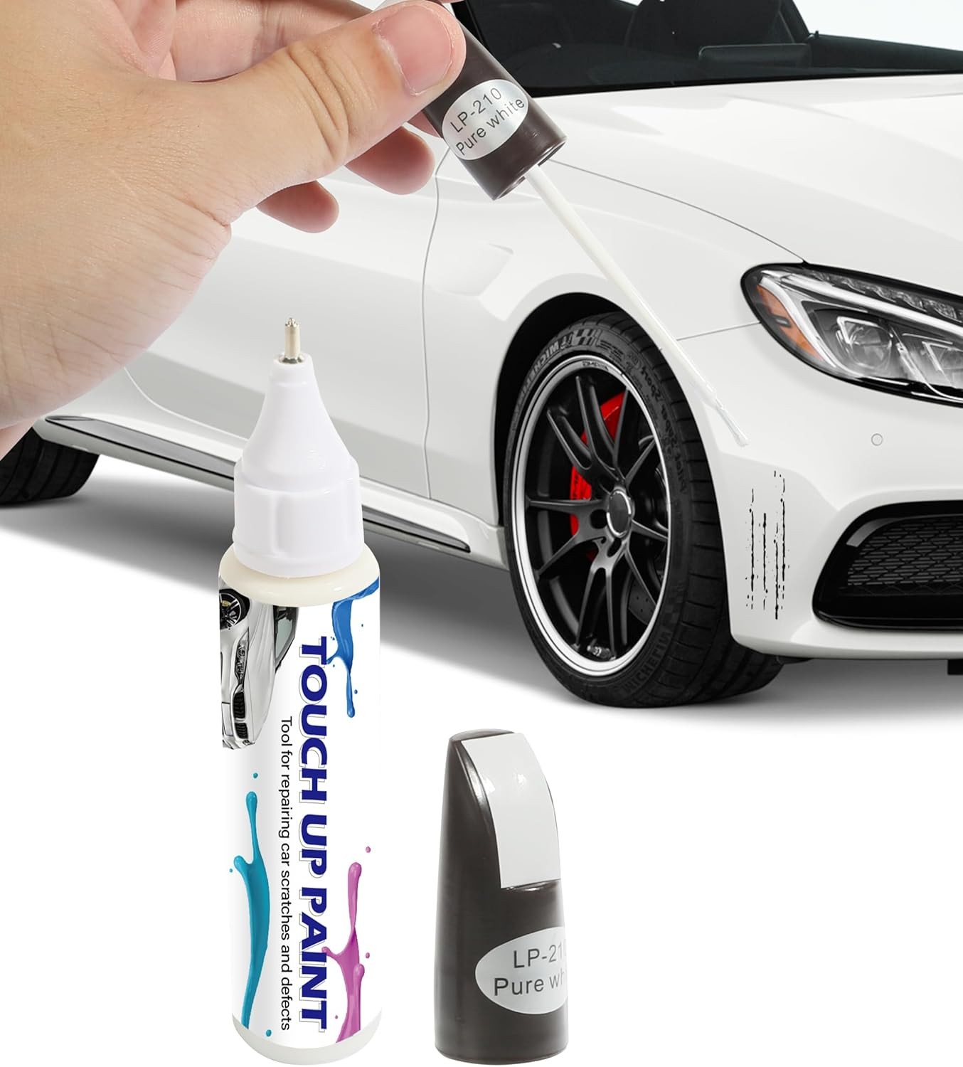 YAKEFLY Car Touch Up Fill Paint Pen,2-In-1 Automotive up White