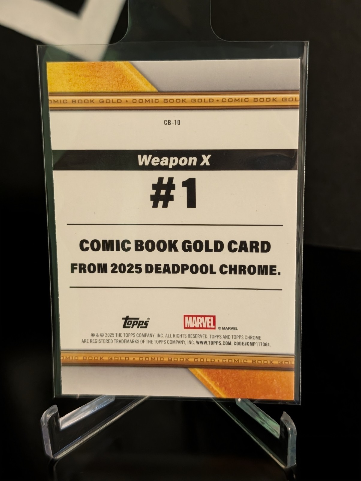 2025 Topps Chrome Deadpool Comic Book Gold CB-10 Weapon X Refractor