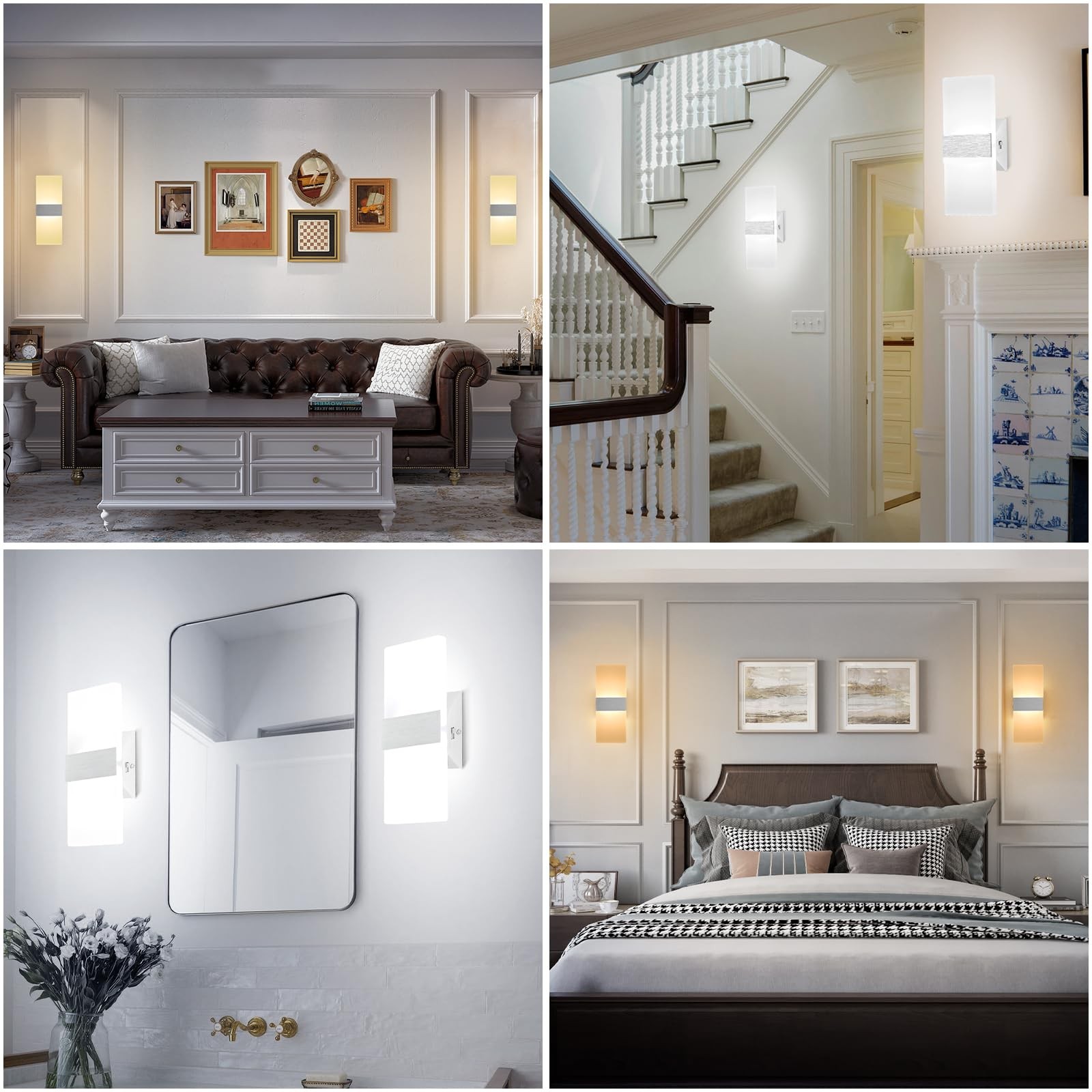 Dimmable LED Wall Sconces, 4 Color Temperature 12W Modern Wall Sconce Wall Mo...