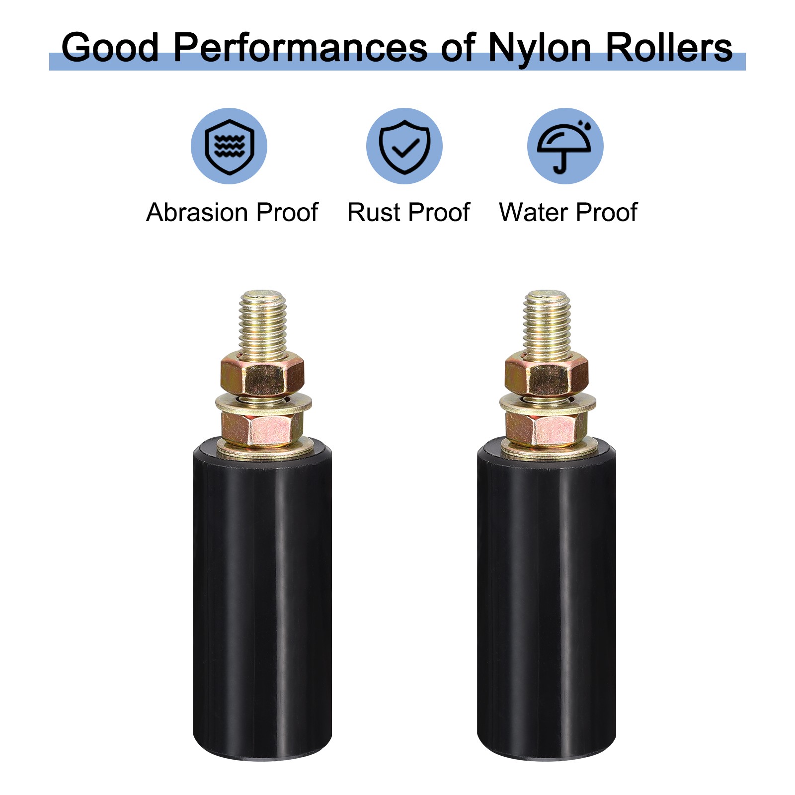 Gate Roller Guide Adjustable 3" Sliding Gate Nylon Roller for Sliding Gate Black