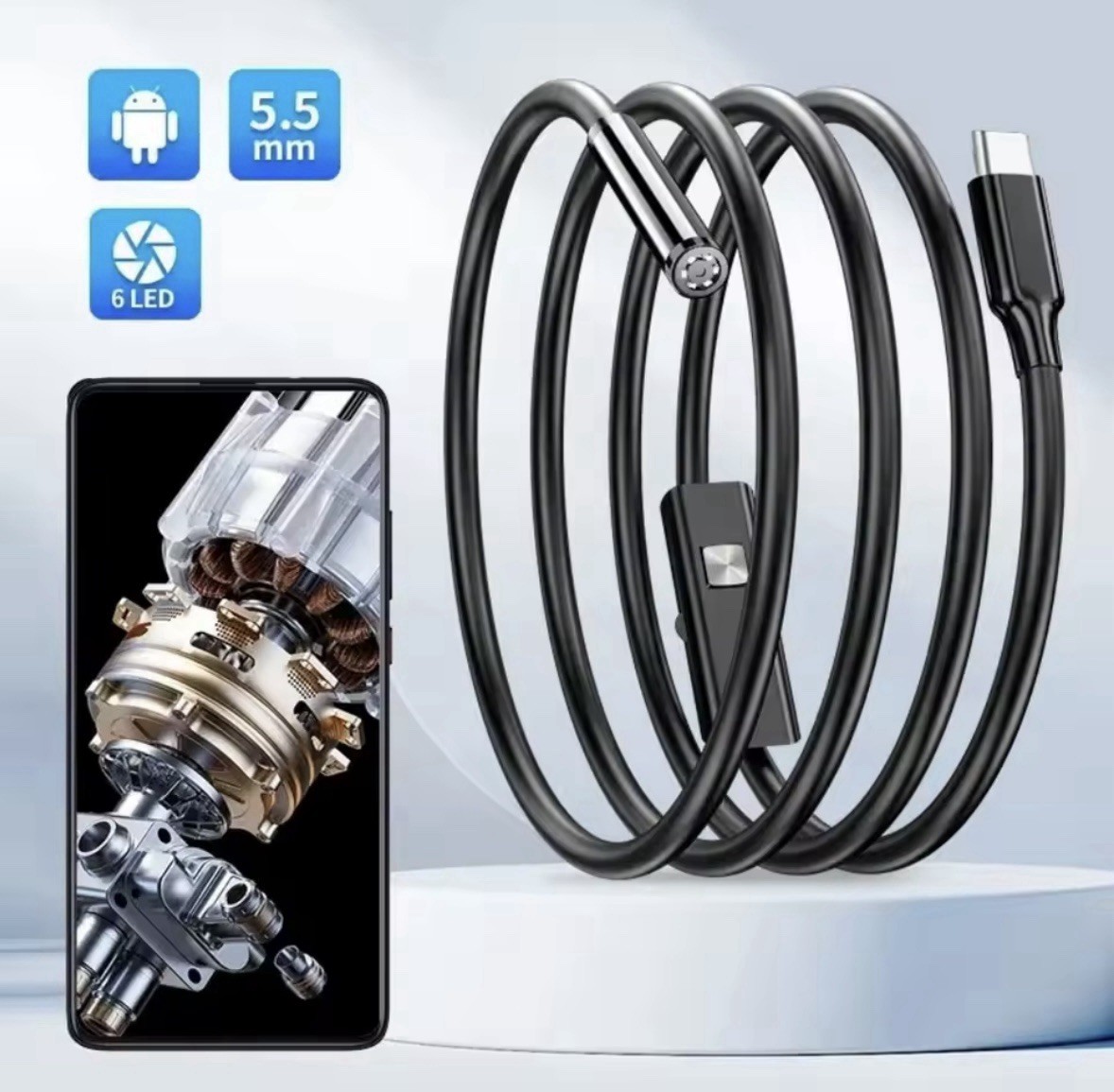 3.5 Meter Endoscopic Camera For Android USB C LED Inspection Camera