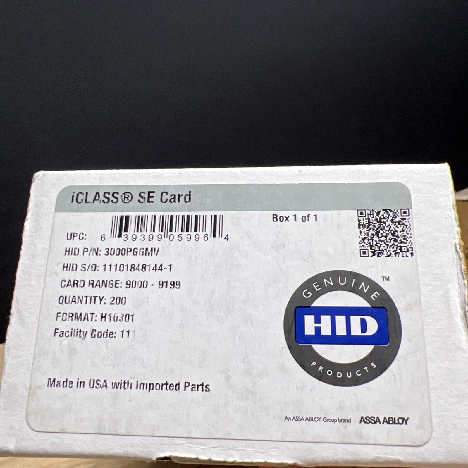 HID iCLASS SE Card | 3000PGGMV (200 Count)