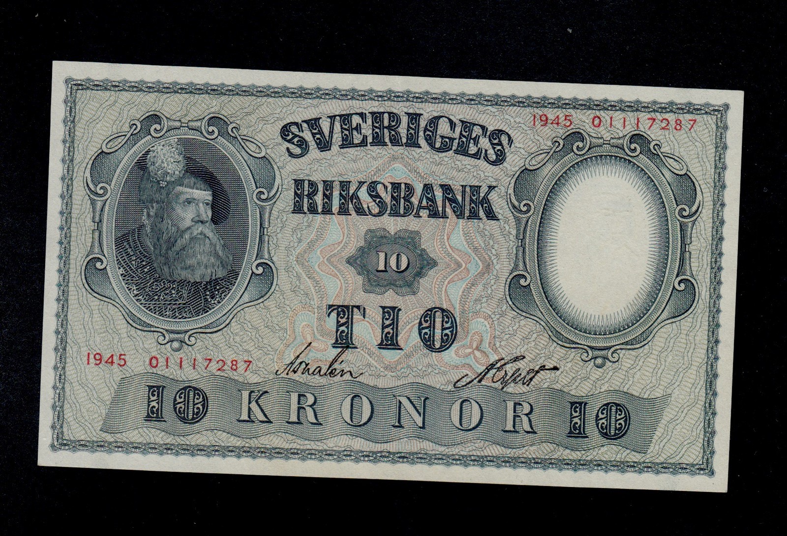 SWEDEN  10 KRONOR  1945  PICK # 40f  XF.