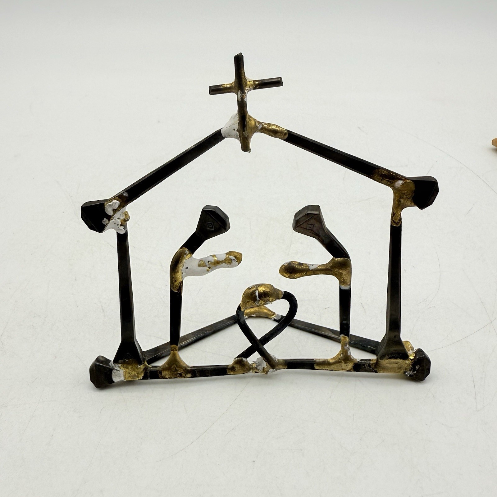 Handcrafted Nativity made of shoeing nails and Metal