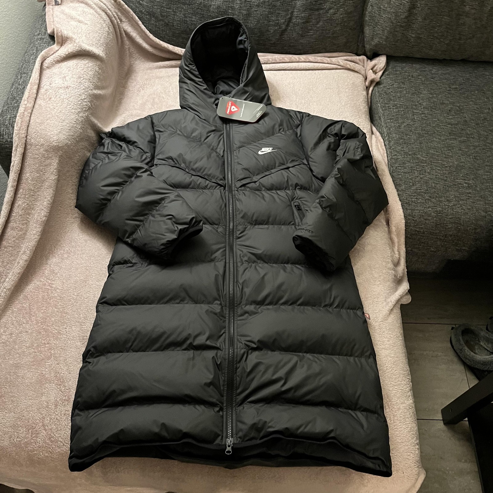 Nike Storm-FIT Parka Coat Mens Small Black Long Puffer Hooded FB8189-010