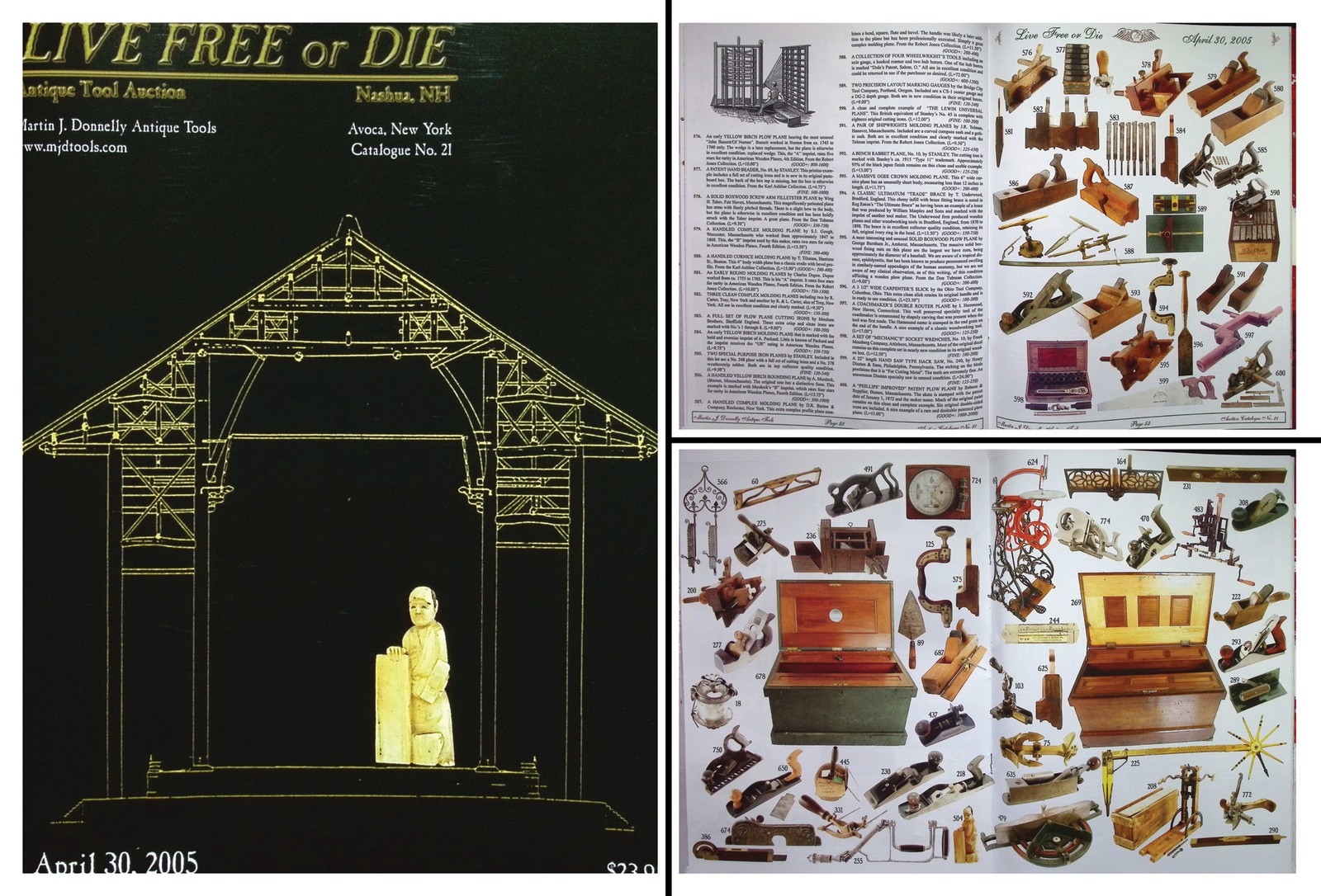 Full Color April, 2005 (SC05) Antique Tool Auction Catalog & Prices Realized