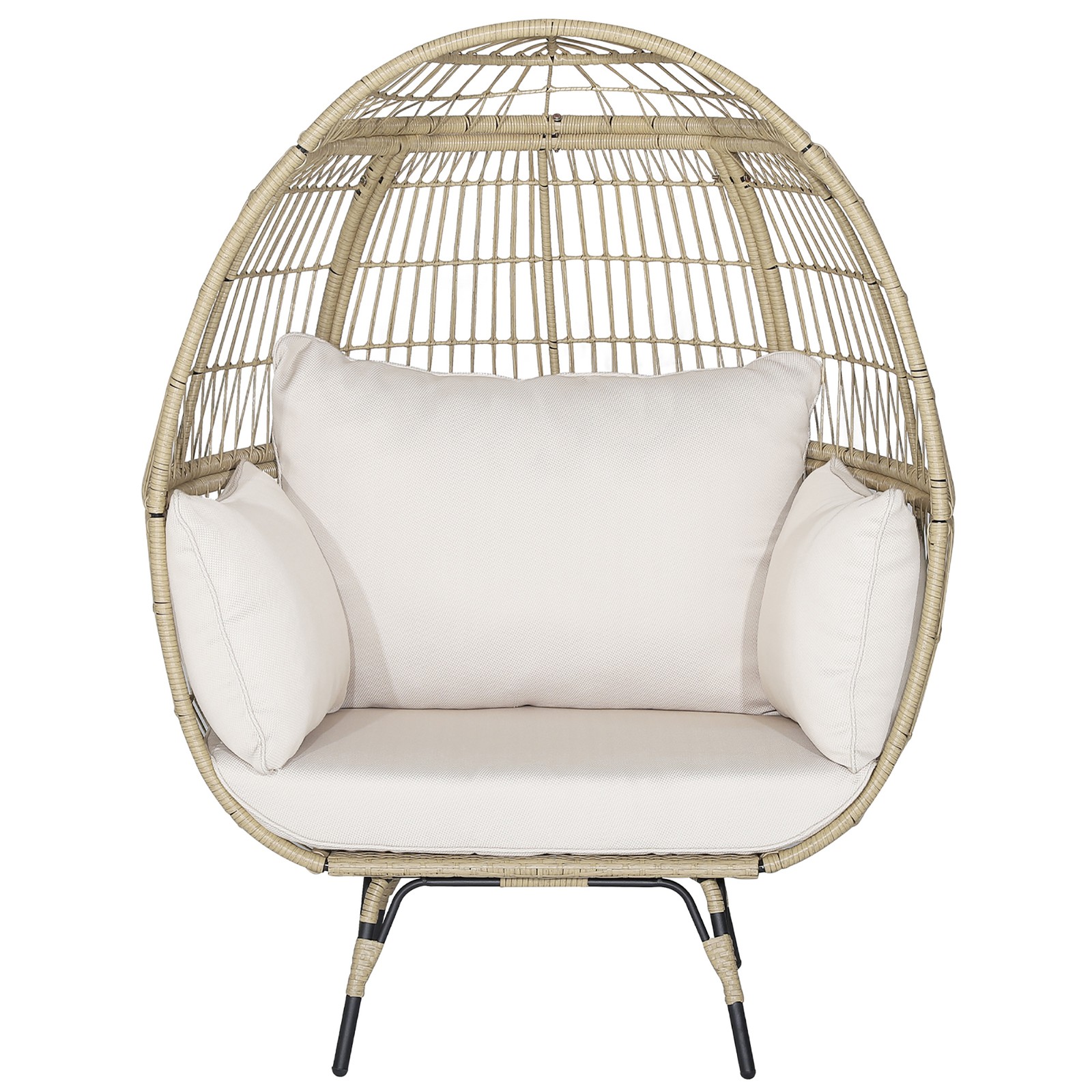Patio Rattan Oversized Wicker Egg Chair Stationary Lounge w/4 SoFT Cushions