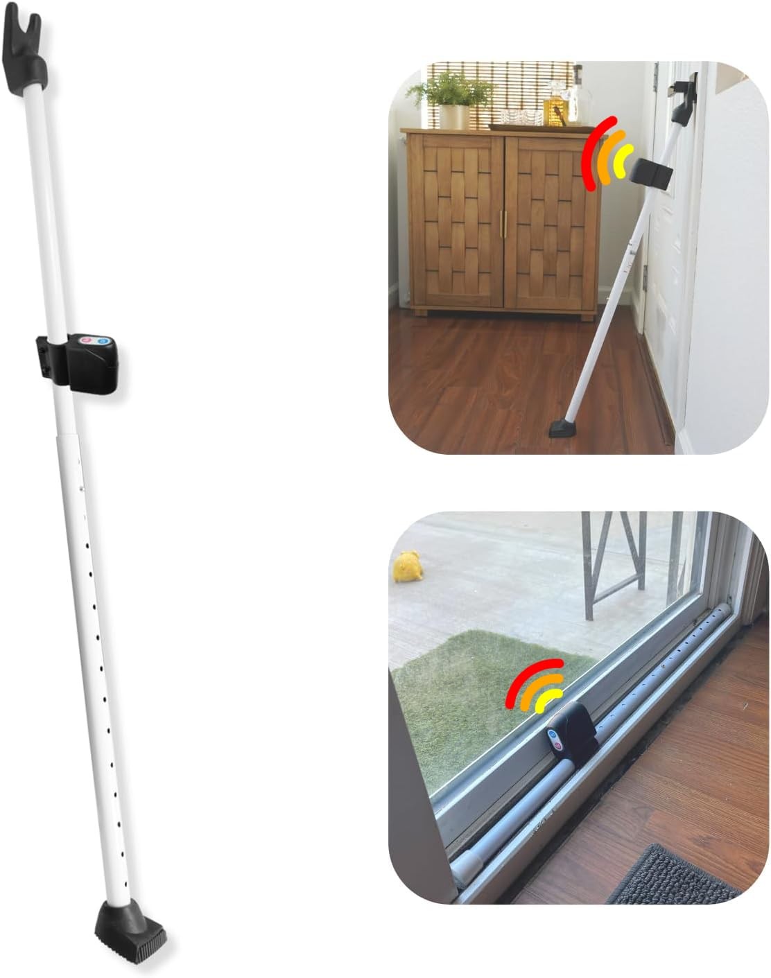 Securityman Door Security Bar with Alarm | Sliding 1 Pack, White