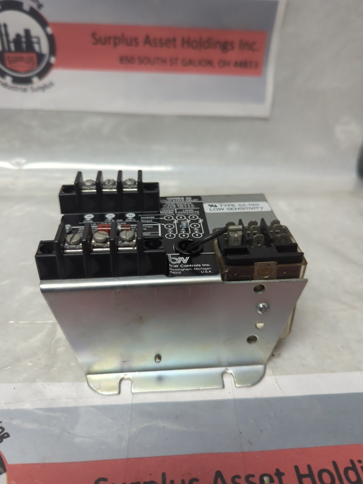 B/W CONTROLS,52-1101,SERIES 52 SOLID STATE RELAY LOW SENSITIVITY 10 A PRE-OWNED