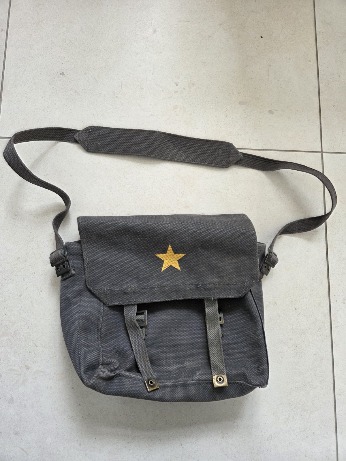 Vintage Chinese Canvas Military Utility Bag – Yellow Star – P.U. 4191 – 1960s/70