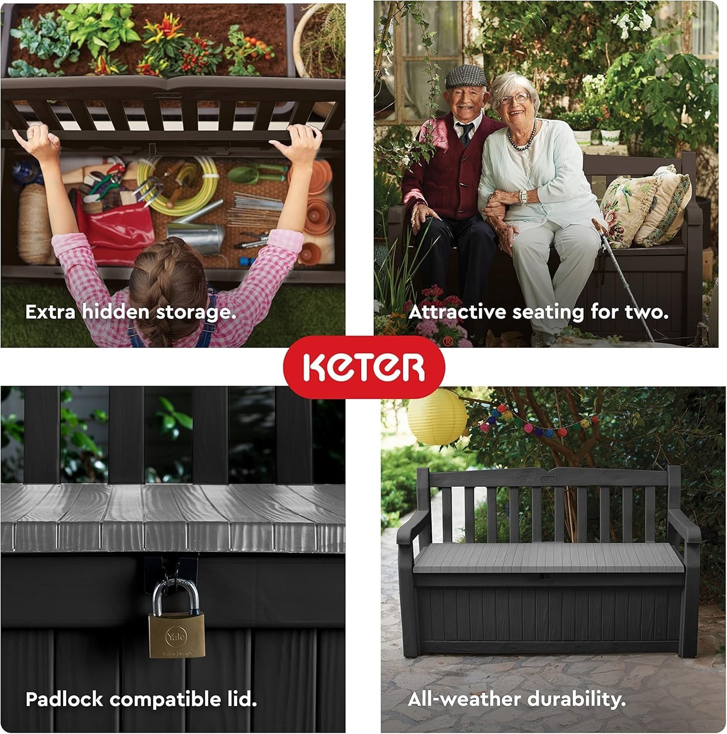 Weather-Resistant 70 Gallon Patio Storage Bench & Lockable Deck Box, Brown