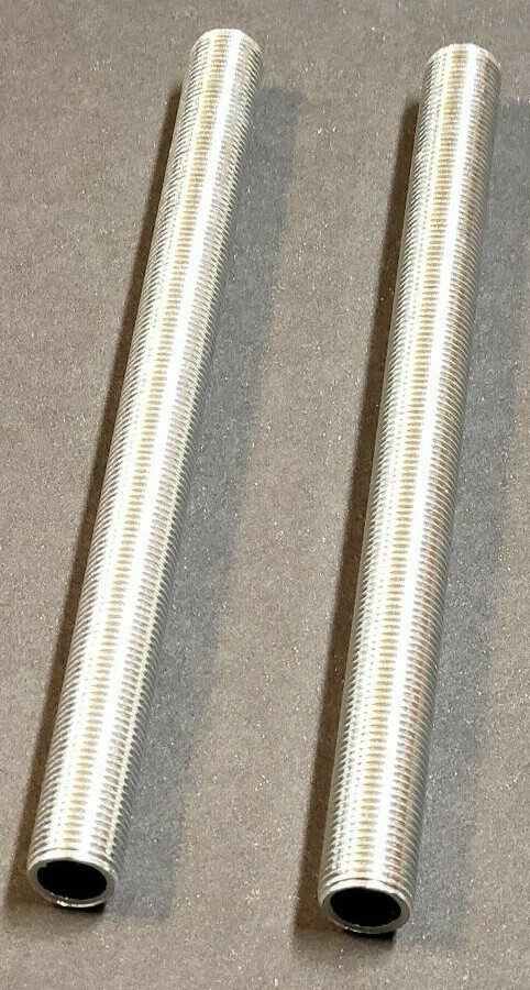 SET OF 2 ZINC PLATED ALL THREAD STEEL 5" LAMP NIPPLES LAMP PART NEW 57083J