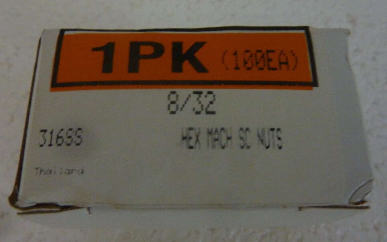 New 100 Pack Hex Mach SC Nuts 8/32 316SS  S-58