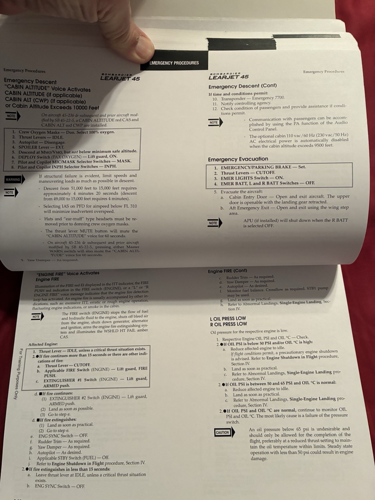 Learjet 45 Airplane Flight Manual Training Manual
