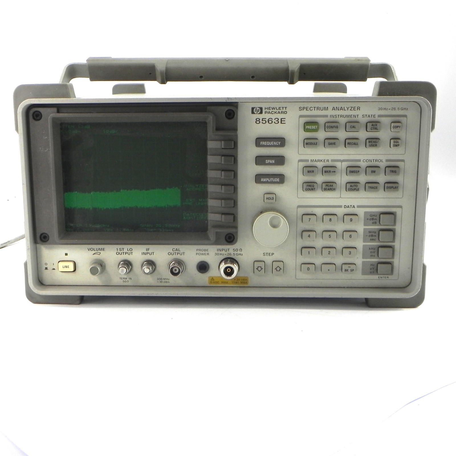 Keysight 8563E Spectrum Analyzer, 9 kHz to 26.5 GHz. Option 007