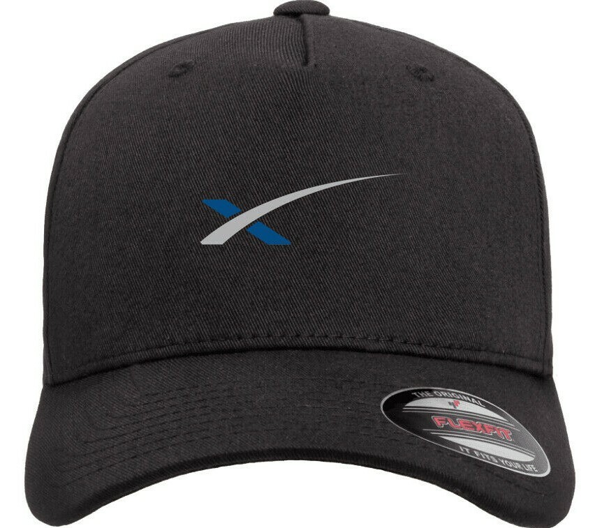 Space X Logo Hat Tesla SpaceX Emblem on Black Flexfit Baseball Cap S/M and L/XL