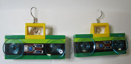 LEGO Loop Earrings - Yellow Handle Boom Box - (2 Pieces)