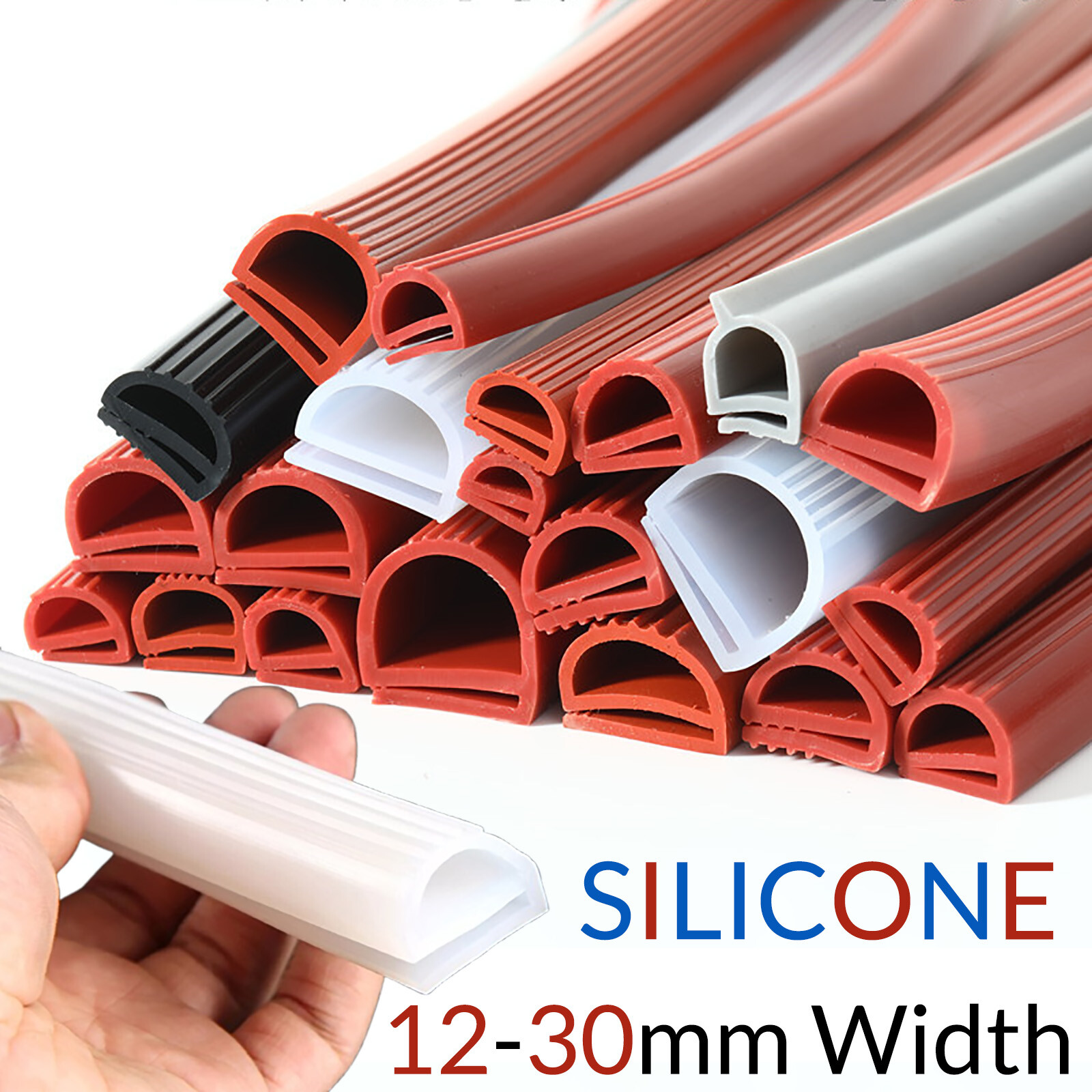 E-Shape Silicone Rubber Sealing Strip 12mm-30mm Window Oven Door Seal Gasket