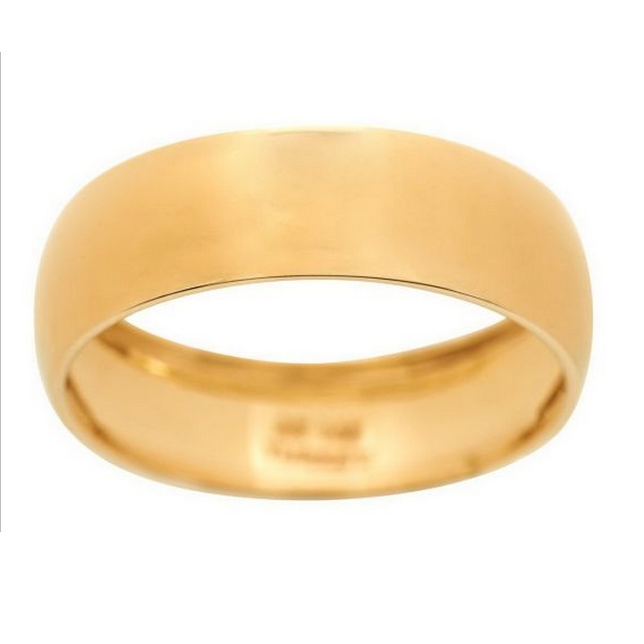 6mm Domed High Polished Wedding Band Ring Real Solid 14K Yellow Gold
