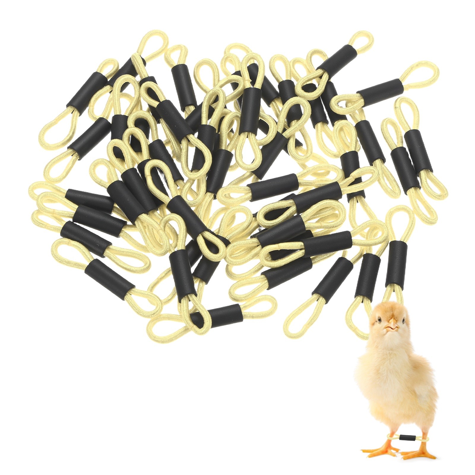 50-Pack Polyester Chick Leg Bands for Poultry/Chicks/Birds [Light Yellow]