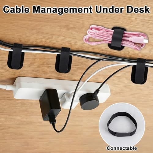 Cable Management Under Desk,Detachable Cable Management,Adjustable Hook Black