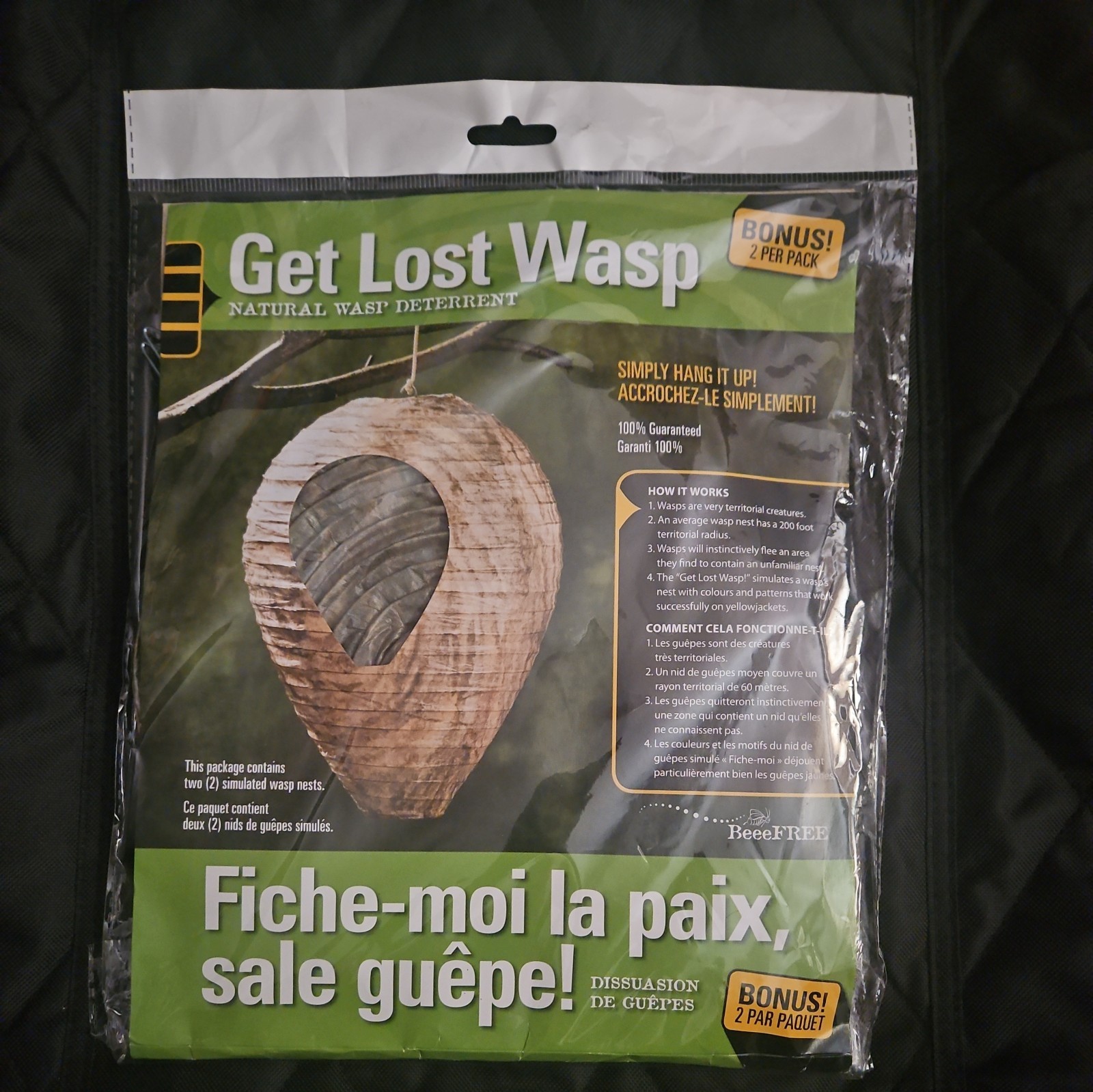 2 Pack Get Lost Wasp Natural & Safe Non-Toxic Wasp Deterrent EcoFriendly New