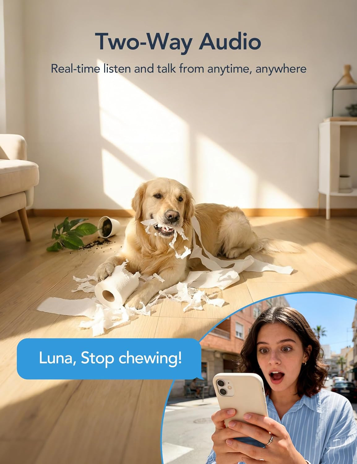 2K Wifi Cameras for Home Security, Security Camera Indoor, Baby/Pet Camera with