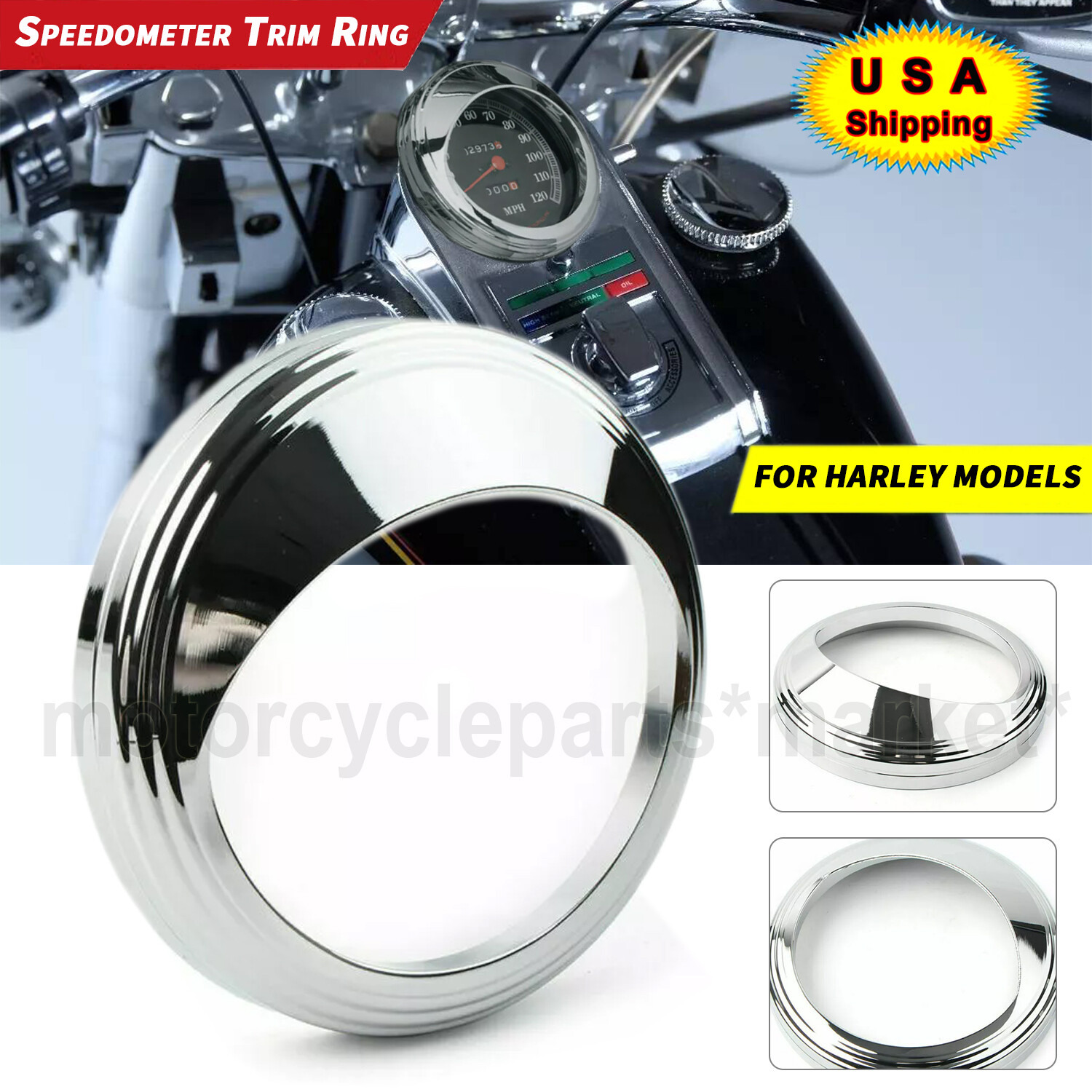 5" Speedometer Trim Ring Cover Chrome For Harley Dyna FXDF Softail FXST FLSTN