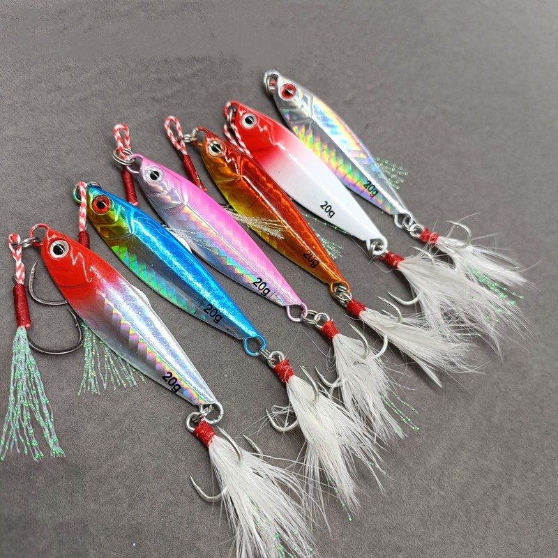 6pcs Metal Jig Jigging Spoon Lure Vertical Jig Long Casting Fishing Lures 7g-40g