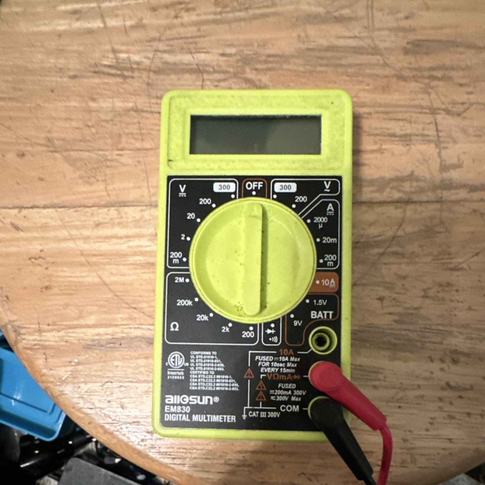 All-Sun EM830 Digital Multimeter Handheld CAT III 300V Fused Current Terminal